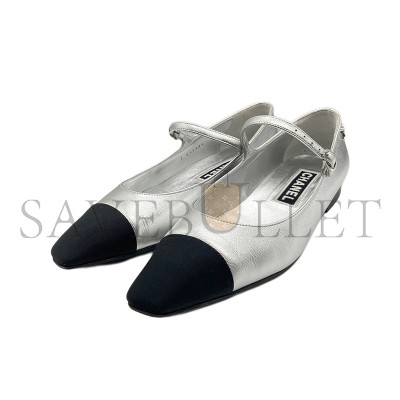 CHANEL FLATS IN SILVER G45484